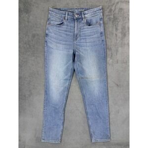 American Eagle Jeans Womens 6 Long Blue Light Wash High Rise Mom Jean Stretch